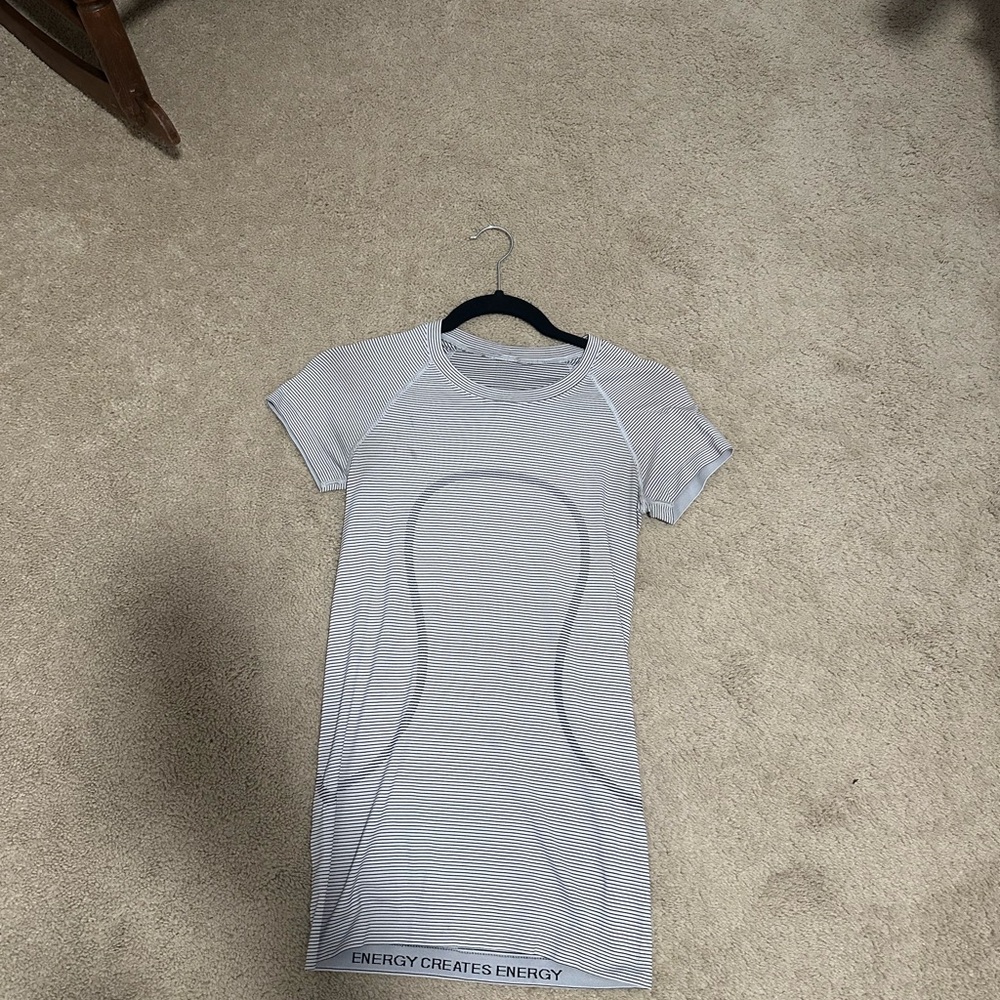 Gray Striped Lululemon Swiftly Tech Shirt
